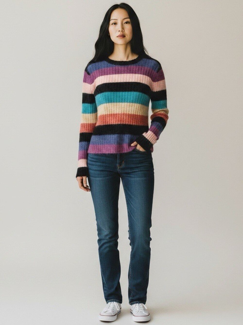 Rails Kylie Striped Sweater Size S Small Alpaca Wool Purple Pink